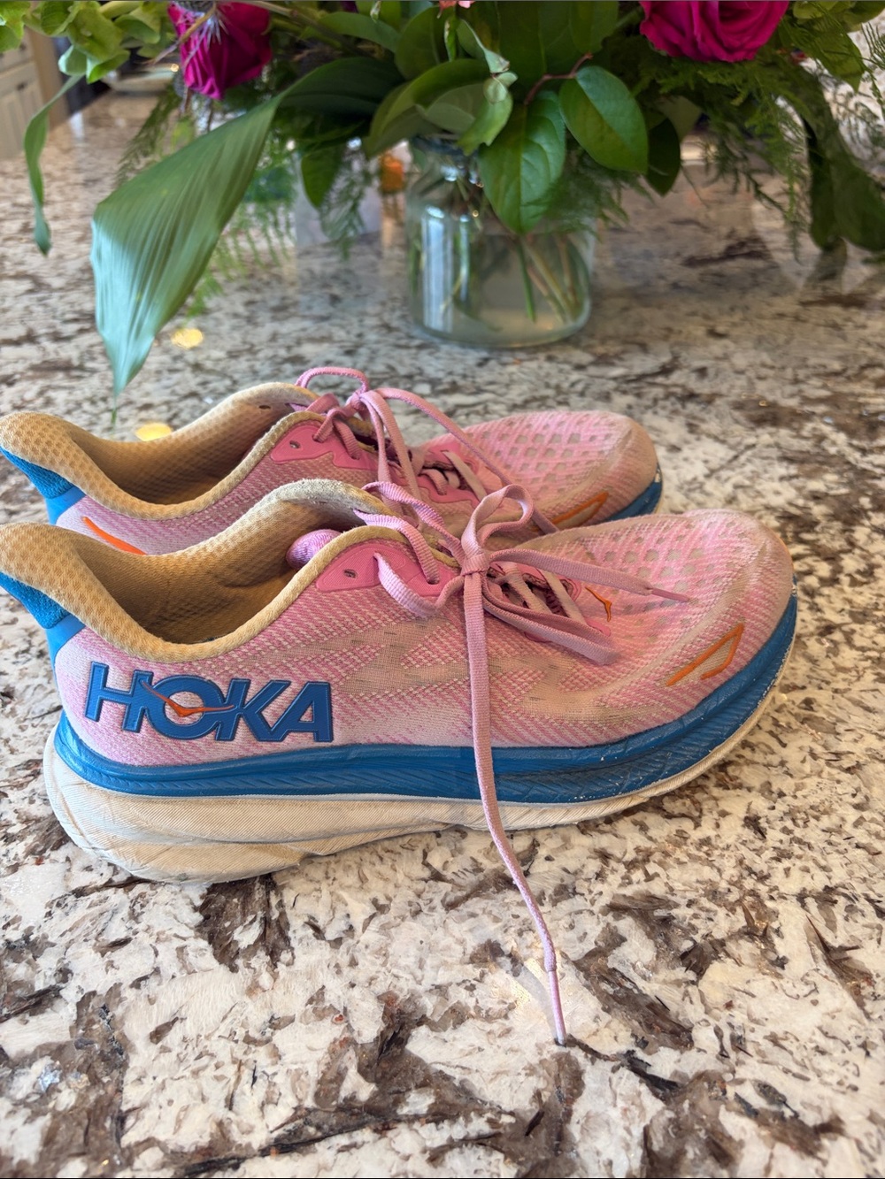 Hoka Women's Pink Running Shoes with Blue Accents size 10 - Picture 4 of 8